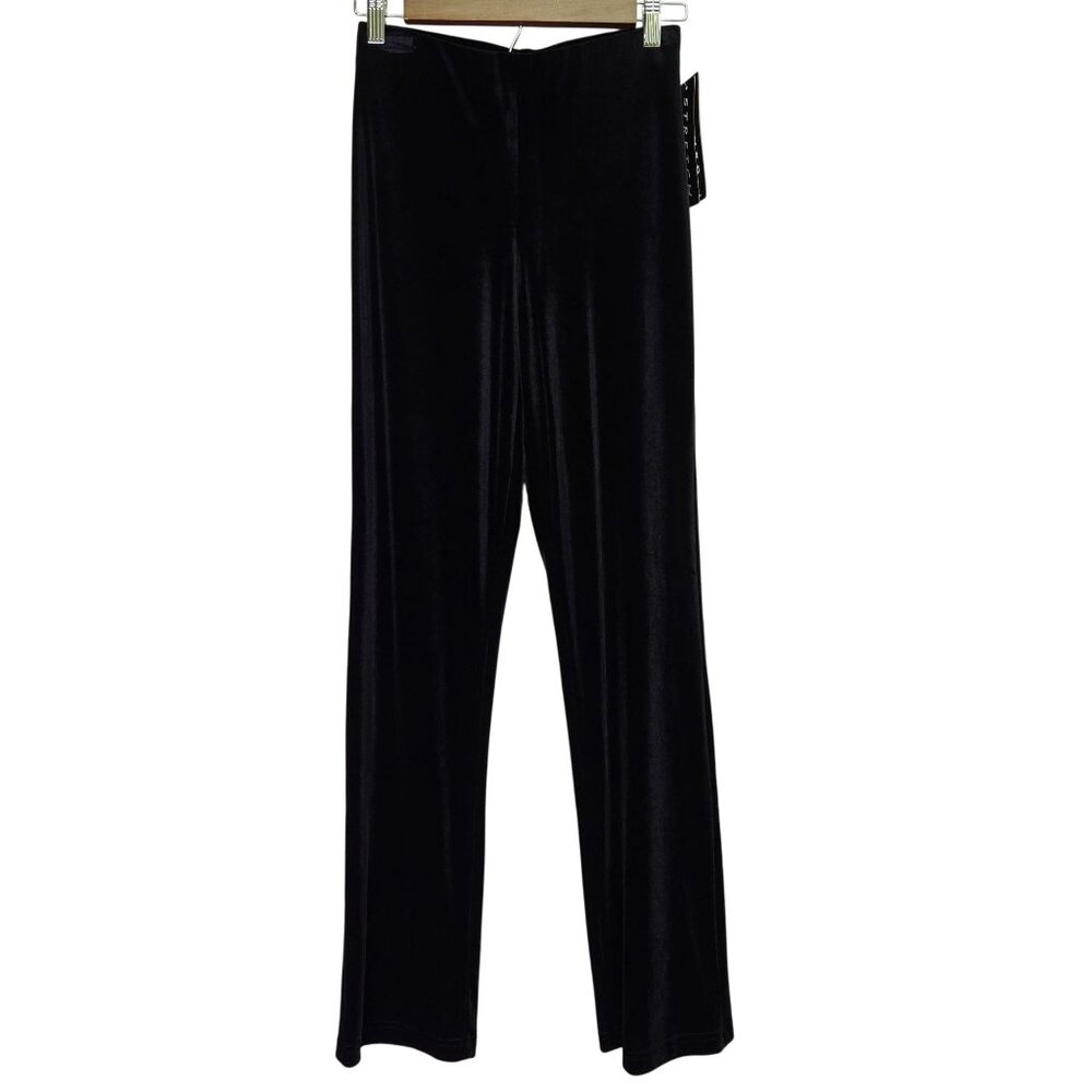 New Vintage Whimsigoth Goth Black Velvet Dress Stretch‎ Pants Womens M